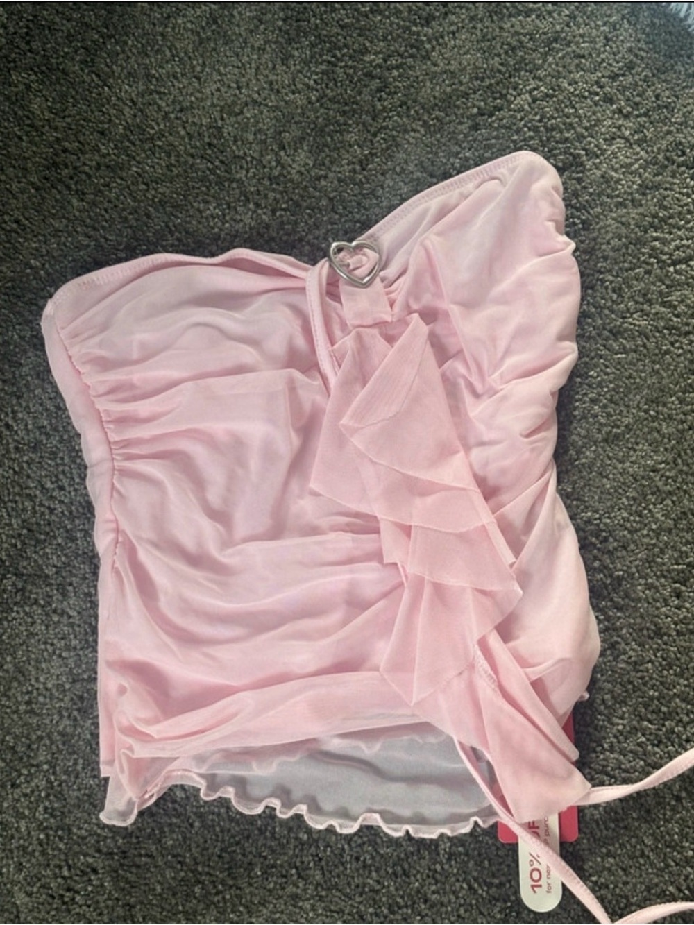 ROMWE Light Pink Strapless Ruffle Chiffon Camisole
